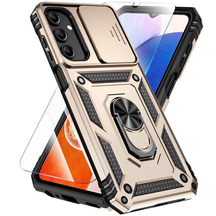 SunStory Phone Case for Samsung Galaxy A15 5G Case with HD Screen Protector & Slide Camera Cover & Rotated Ring Kickstand, [Military-Grade] Phone Case for Galaxy A15 5G (Red) - DOKUTRONIX