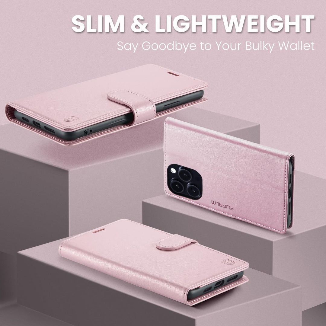 iPhone 16 Pro RFID Wallet Case - Purple Flip Cover