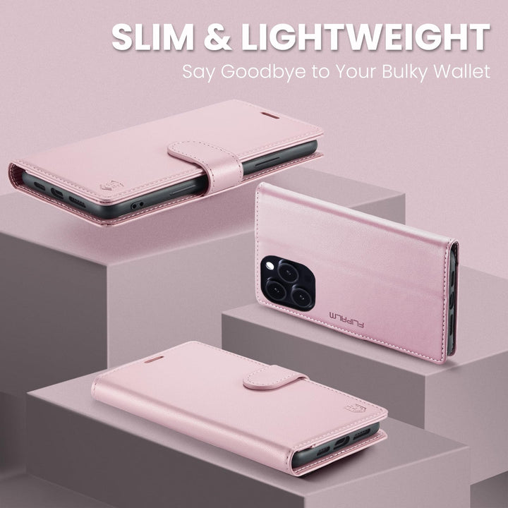 iPhone 16 Pro RFID Wallet Case - Purple Flip Cover