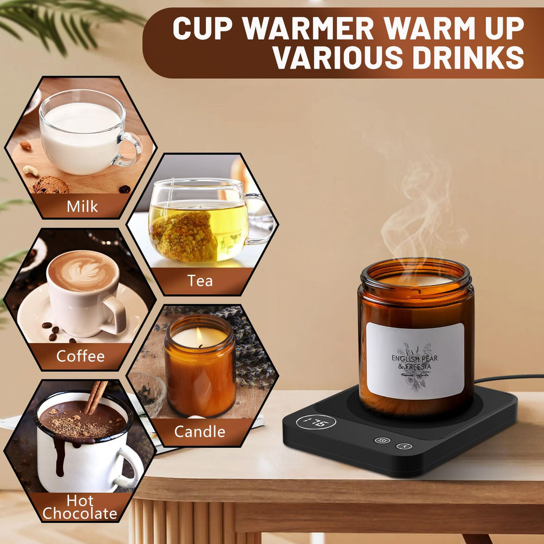 SmartDesk Mug Warmer Pro: 3-Temp, Timer & Auto Shut-Off