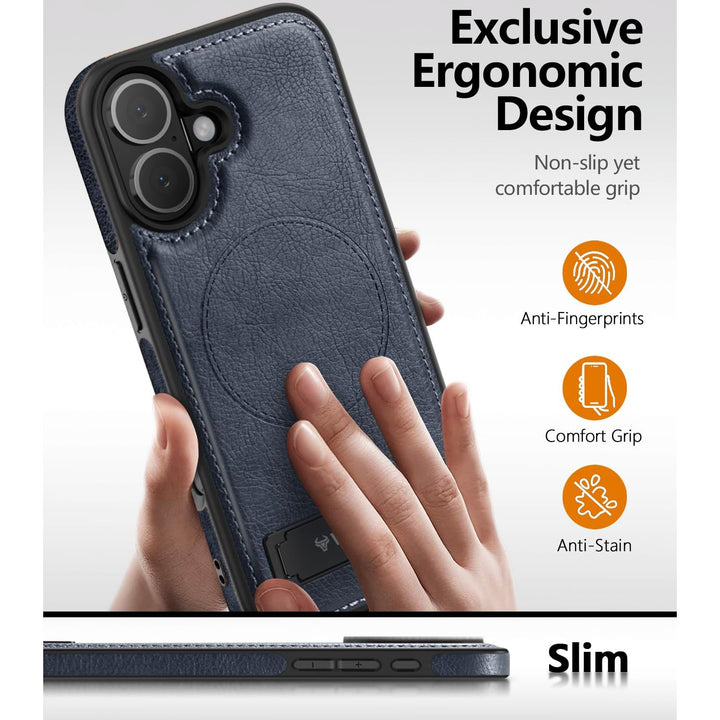 MagSafe SlimStand: Magnetic Leather Case for iPhone 17