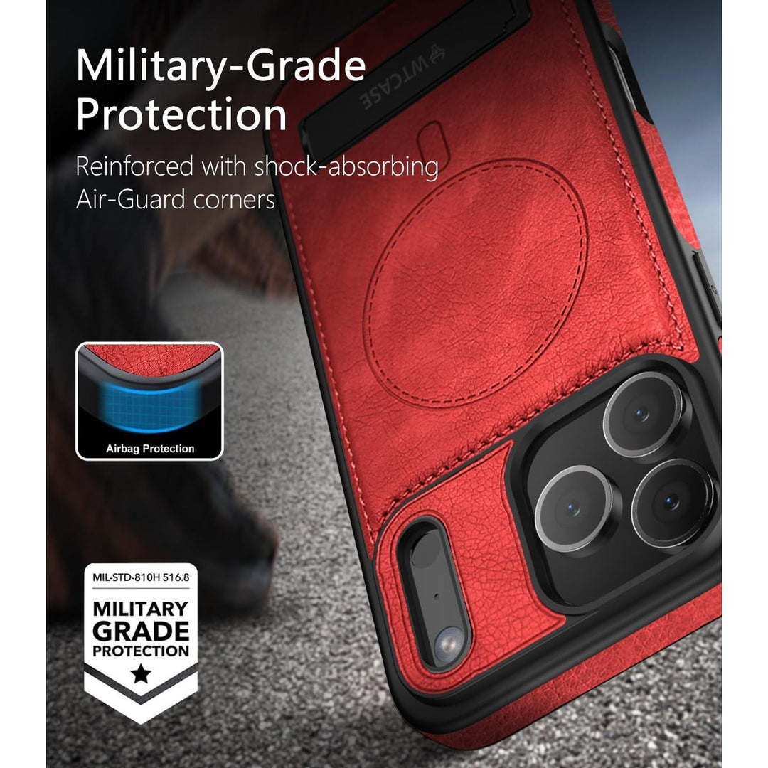 MagSafe SlimStand: Magnetic Leather Case for iPhone 17