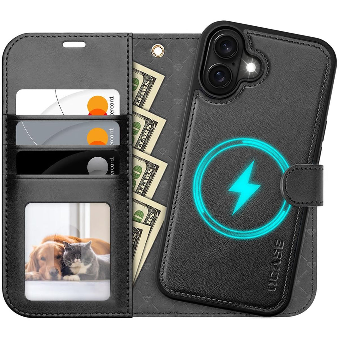 OCASE iPhone 16 Pro Detachable Wallet Case – PU Leather, RFID Blocking (Ice Blue)