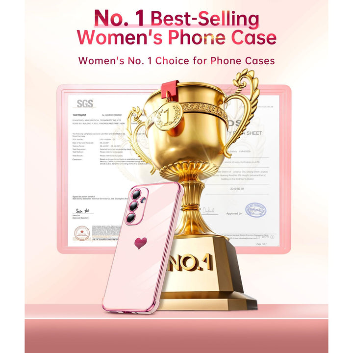 LeYi for Samsung Galaxy A15 5G Case: with Tempered Glass Screen Protector [2 Pcs]+ Full Camera Lens Protection,Love Heart Plating Girly Cute Luxury Shockproof Case, Cute Present for Mom, Dark Purple - DOKUTRONIX