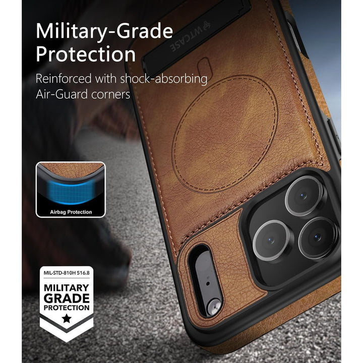 MagSafe SlimStand: Magnetic Leather Case for iPhone 17