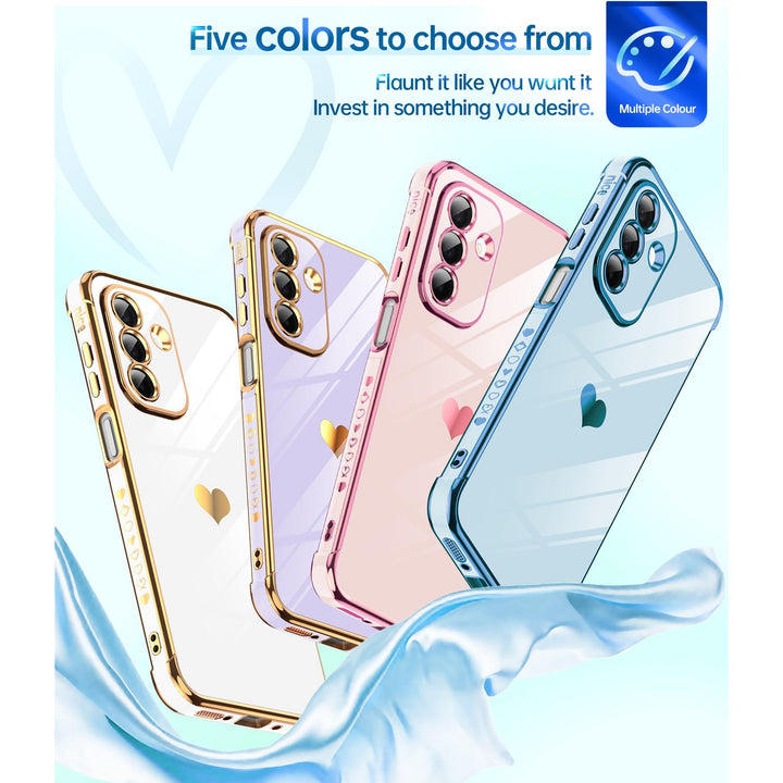 LeYi for Samsung Galaxy A15 5G Case: with Tempered Glass Screen Protector [2 Pcs]+ Full Camera Lens Protection,Love Heart Plating Girly Cute Luxury Shockproof Case, Cute Present for Mom, Dark Purple - DOKUTRONIX