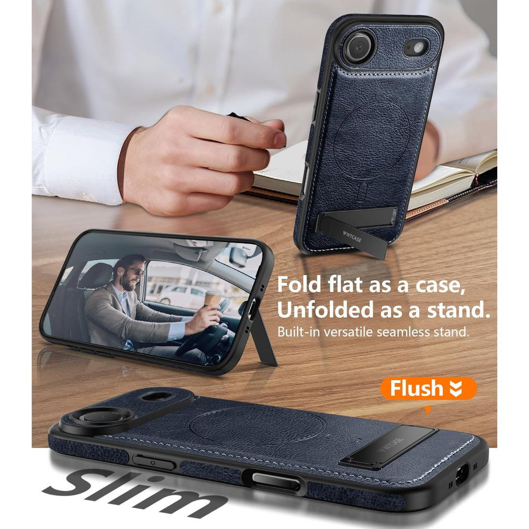 MagSafe SlimStand: Magnetic Leather Case for iPhone 17