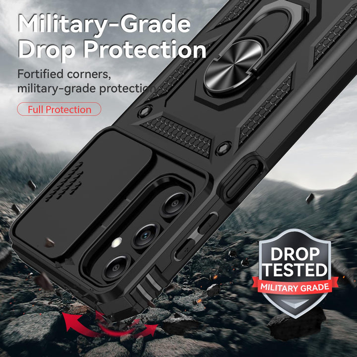 SunStory Phone Case for Samsung Galaxy A15 5G Case with HD Screen Protector & Slide Camera Cover & Rotated Ring Kickstand, [Military-Grade] Phone Case for Galaxy A15 5G (Red) - DOKUTRONIX