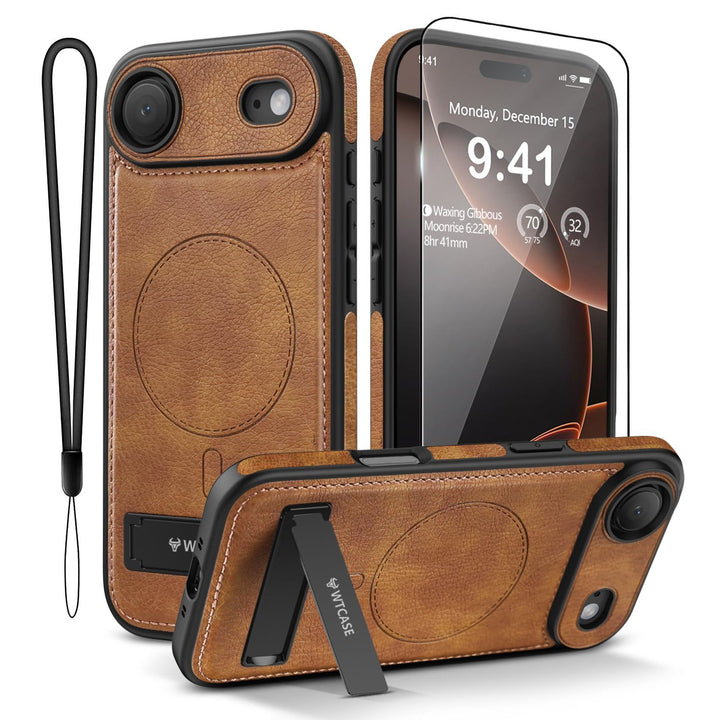 MagSafe SlimStand: Magnetic Leather Case for iPhone 17