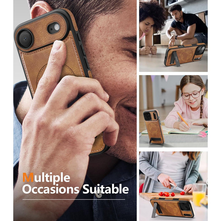 MagSafe SlimStand: Magnetic Leather Case for iPhone 17