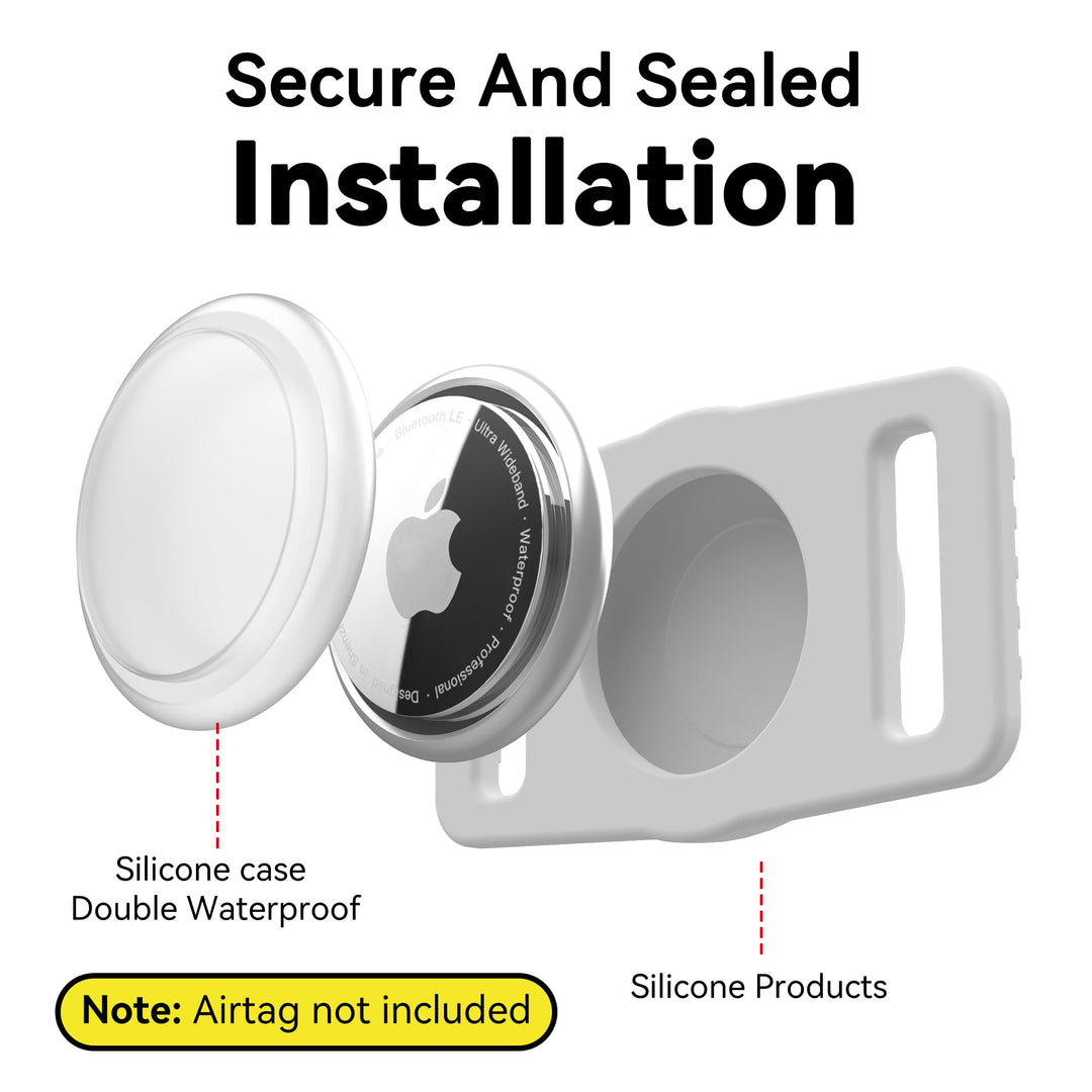 2-Pack Waterproof AirTag Dog Collar Holders – Black Silicone - DOKUTRONIX