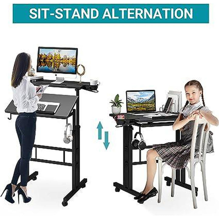 Rolling Stand Desk - Black - DOKUTRONIX