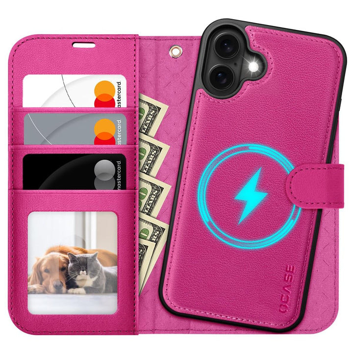 OCASE iPhone 16 Pro Detachable Wallet Case – PU Leather, RFID Blocking (Ice Blue)