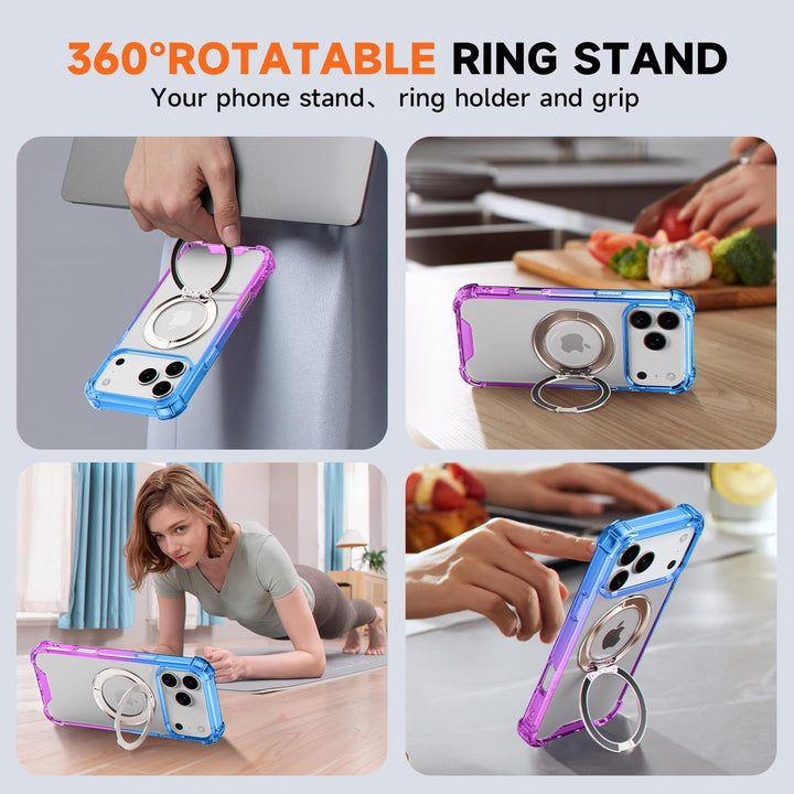 MagSafe Clear Ring Stand Case for iPhone 17 Pro Max – Blue/Purple