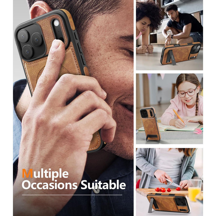 MagSafe SlimStand: Magnetic Leather Case for iPhone 17