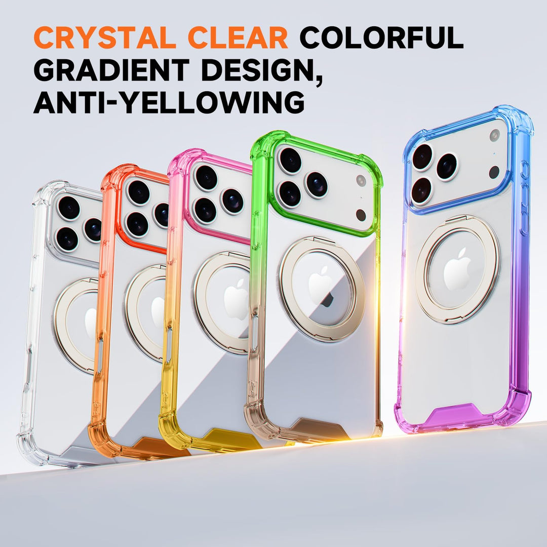 MagSafe Clear Ring Stand Case for iPhone 17 Pro Max – Blue/Purple