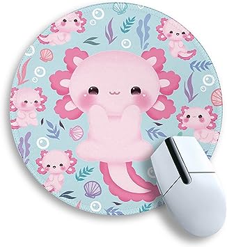 Cute Axolotl Round Mouse Pad 8.6 x 8.6 Inch