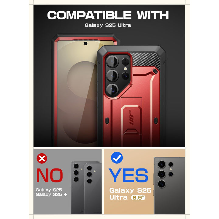 SUPCASE for Samsung Galaxy S25 Ultra Case with Stand (Unicorn Beetle Pro), [2 Front Frames] [Built-in Screen Protector & Belt-Clip] Military-Grade Protection Phone Case for S25 Ultra 6.9 Inch, Black - DOKUTRONIX