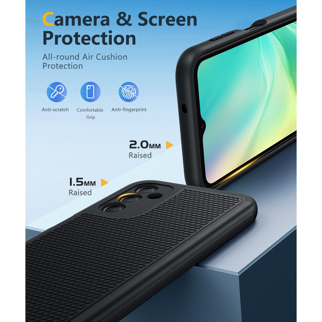 FNTCASE for Samsung Galaxy A14 5G Case: Dual Layer Protective Heavy Duty Cell Phone Cover Shockproof Rugged with Non Slip Textured Back - Military Protection Bumper Tough - 2023, 6.6inch (Matte Black) - DOKUTRONIX