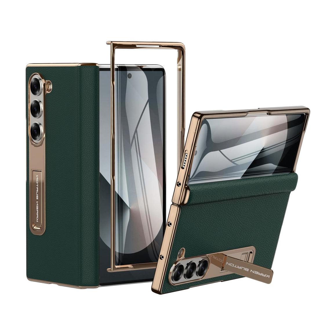 Galaxy ZFold 6 Luxe Leather Shield Case - Green