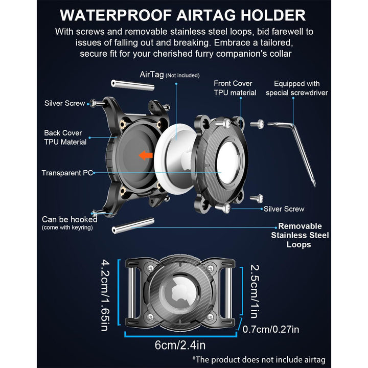 ONEONTA Waterproof AirTag Dog Collar Holder – TPU & Metal - DOKUTRONIX