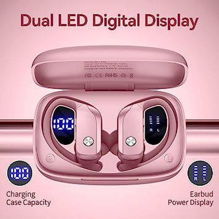 SportBuds Glow - Pink LED Bluetooth Earbuds - DOKUTRONIX