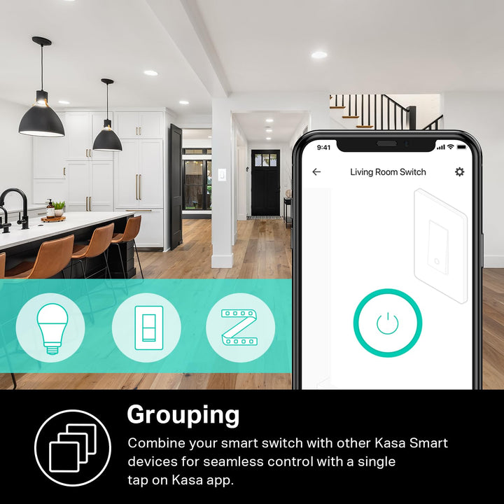 Kasa Smart Light Switch HS200, Single Pole, Needs Neutral Wire, 2.4GHz Wi-Fi Light Switch Works with Alexa and Google Home, UL Certified, No Hub Required , White - DOKUTRONIX