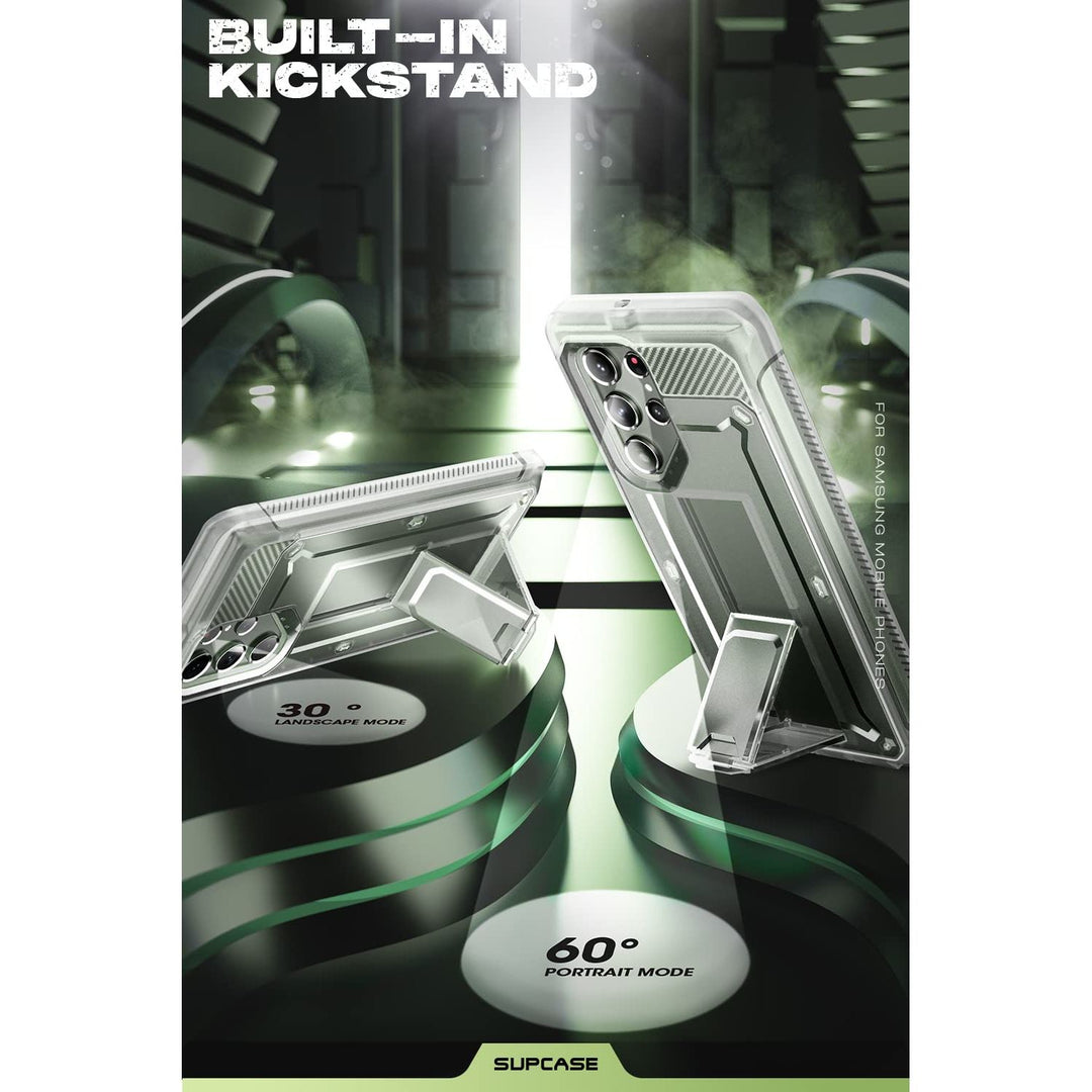 SUPCASE for Samsung Galaxy S23 Ultra Case with Stand, [Unicorn Beetle Pro] [2 Front Frames] [Built-in Screen Protector & Belt-Clip] Military-Grade Protection Phone Case for Galaxy S23 Ultra, Black - DOKUTRONIX