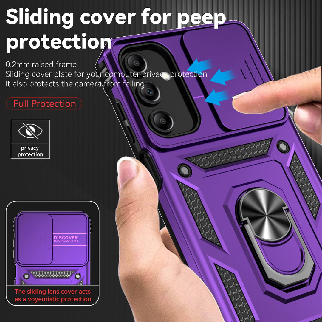 SunStory Phone Case for Samsung Galaxy A15 5G Case with HD Screen Protector & Slide Camera Cover & Rotated Ring Kickstand, [Military-Grade] Phone Case for Galaxy A15 5G (Red) - DOKUTRONIX