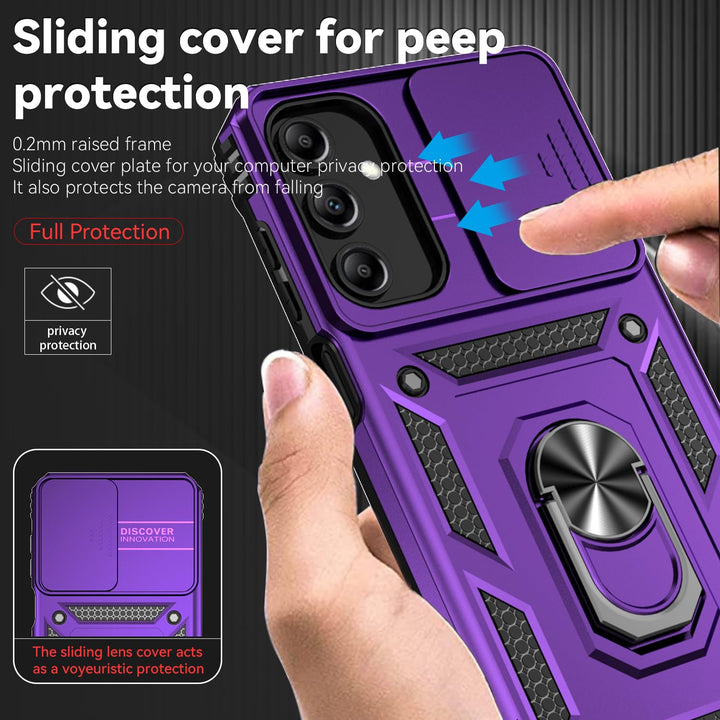 SunStory Phone Case for Samsung Galaxy A15 5G Case with HD Screen Protector & Slide Camera Cover & Rotated Ring Kickstand, [Military-Grade] Phone Case for Galaxy A15 5G (Red) - DOKUTRONIX