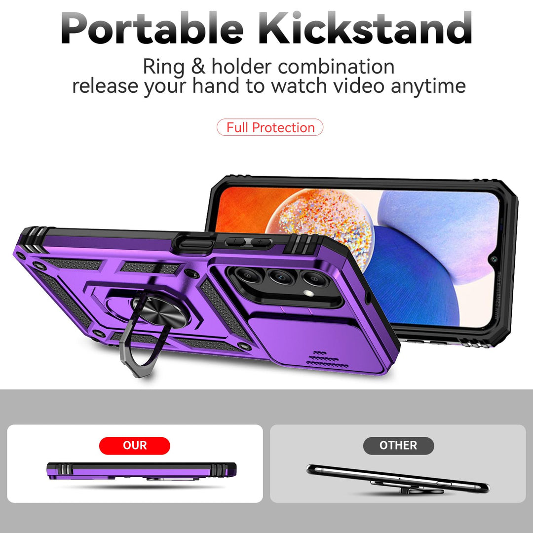 SunStory Phone Case for Samsung Galaxy A15 5G Case with HD Screen Protector & Slide Camera Cover & Rotated Ring Kickstand, [Military-Grade] Phone Case for Galaxy A15 5G (Red) - DOKUTRONIX