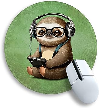 Funny Green Round Mouse Pad - Cute Sloth Mousepad