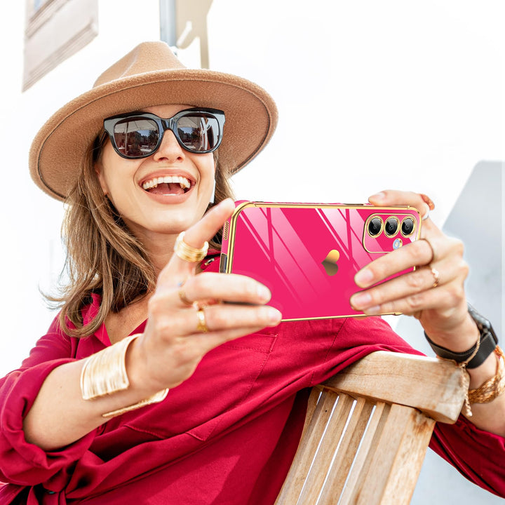 LeYi for Samsung Galaxy A15 5G Case: with Tempered Glass Screen Protector [2 Pcs]+ Full Camera Lens Protection,Love Heart Plating Girly Cute Luxury Shockproof Case, Cute Present for Mom, Dark Purple - DOKUTRONIX