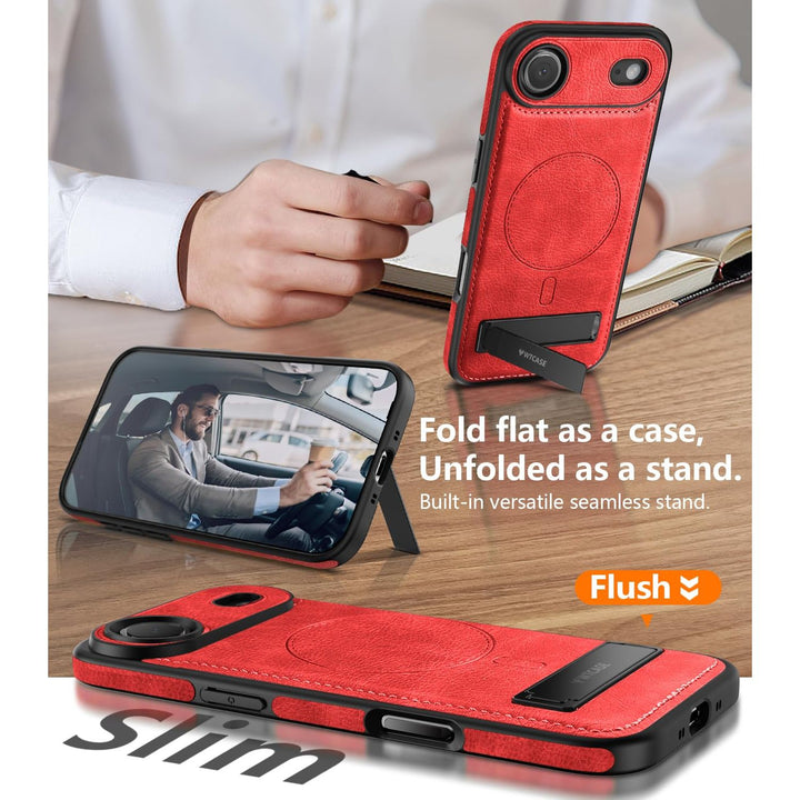MagSafe SlimStand: Magnetic Leather Case for iPhone 17
