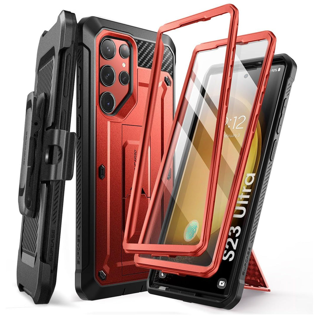 SUPCASE for Samsung Galaxy S23 Ultra Case with Stand, [Unicorn Beetle Pro] [2 Front Frames] [Built-in Screen Protector & Belt-Clip] Military-Grade Protection Phone Case for Galaxy S23 Ultra, Black - DOKUTRONIX
