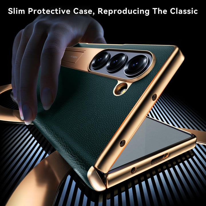Galaxy ZFold 6 Luxe Leather Shield Case - Green