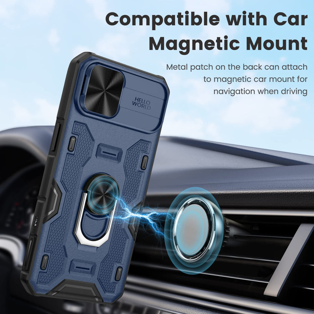 Caka iPhone 14 Plus Case – Belt-Clip Holster, Slide Camera Cover & 360° Stand (Green)