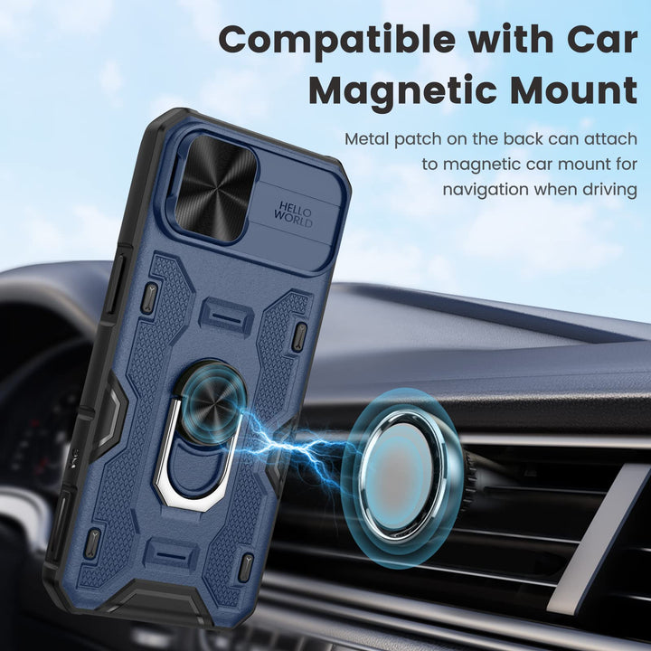 Caka iPhone 14 Plus Case – Belt-Clip Holster, Slide Camera Cover & 360° Stand (Green)