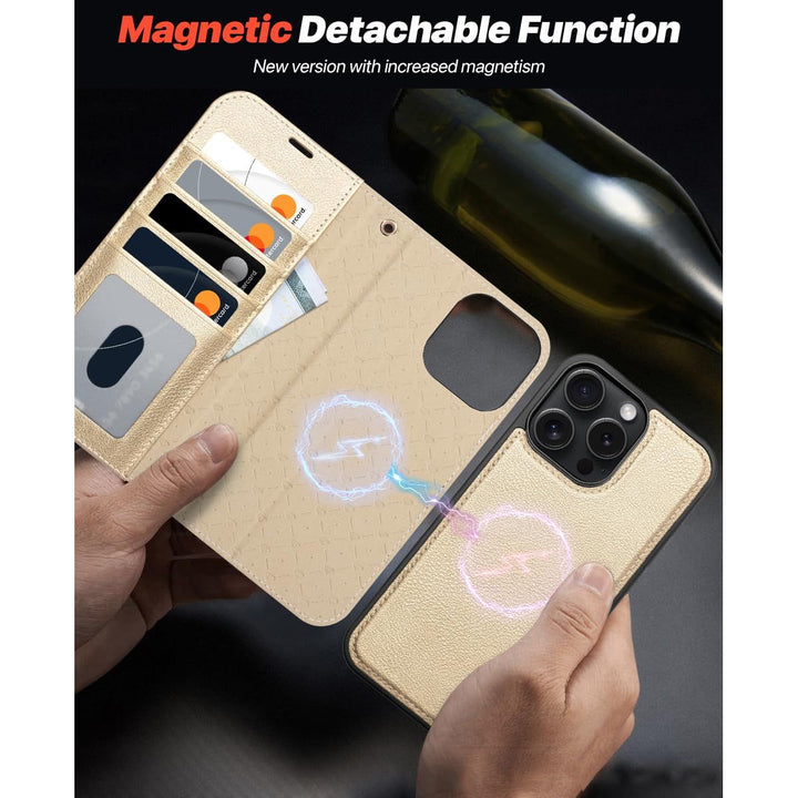 OCASE iPhone 16 Pro Detachable Wallet Case – PU Leather, RFID Blocking (Ice Blue)