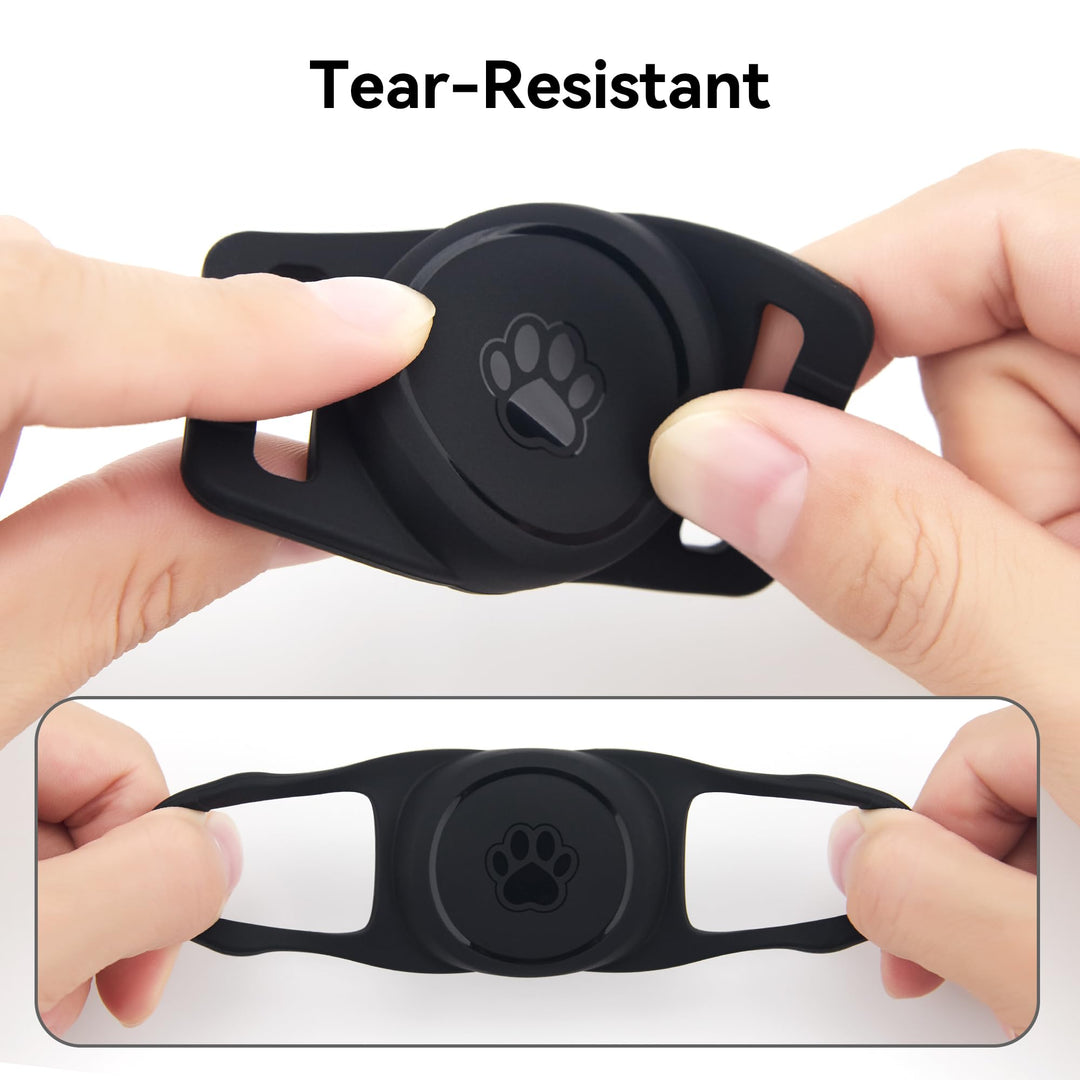 2-Pack Waterproof AirTag Dog Collar Holders – Black Silicone - DOKUTRONIX