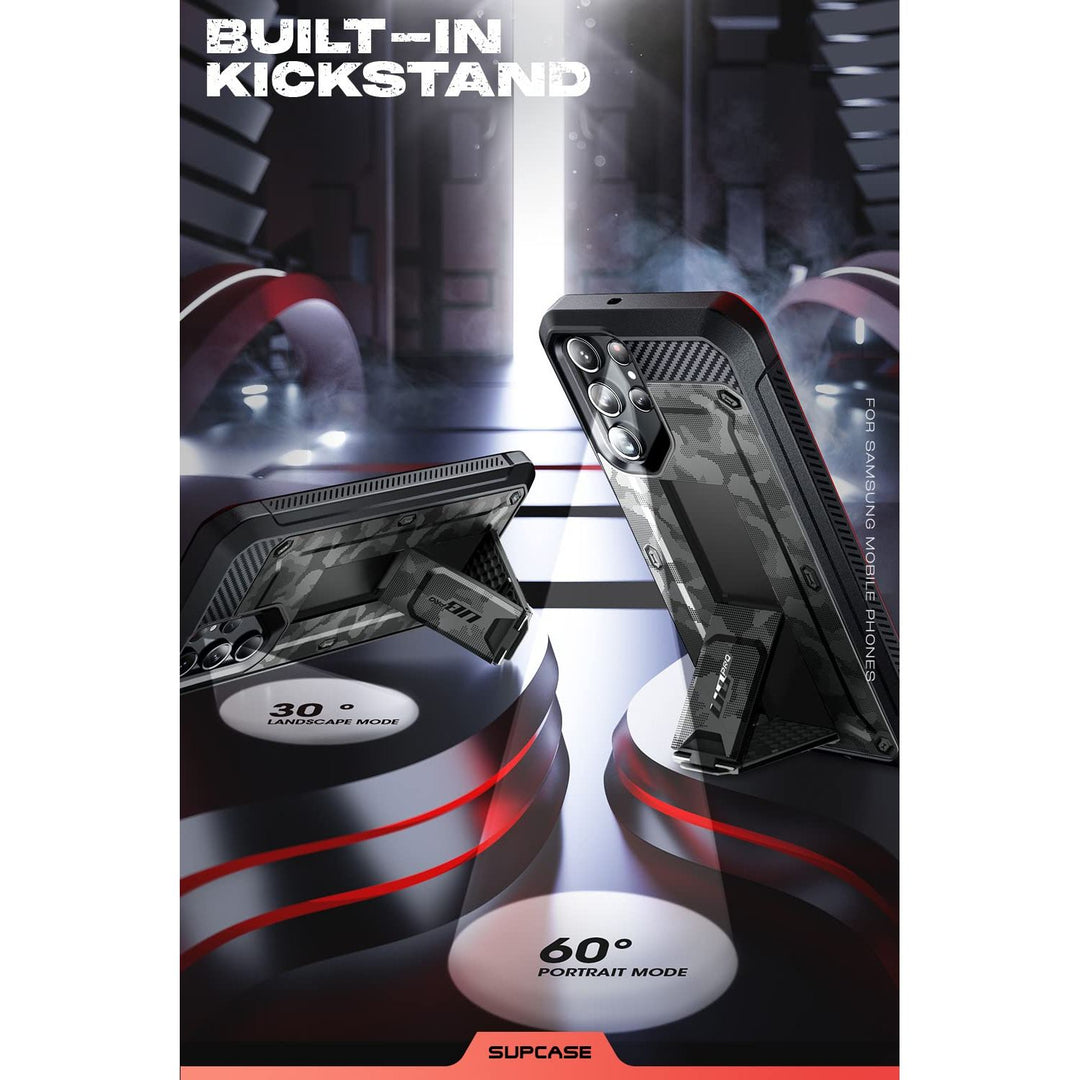 SUPCASE for Samsung Galaxy S23 Ultra Case with Stand, [Unicorn Beetle Pro] [2 Front Frames] [Built-in Screen Protector & Belt-Clip] Military-Grade Protection Phone Case for Galaxy S23 Ultra, Black - DOKUTRONIX