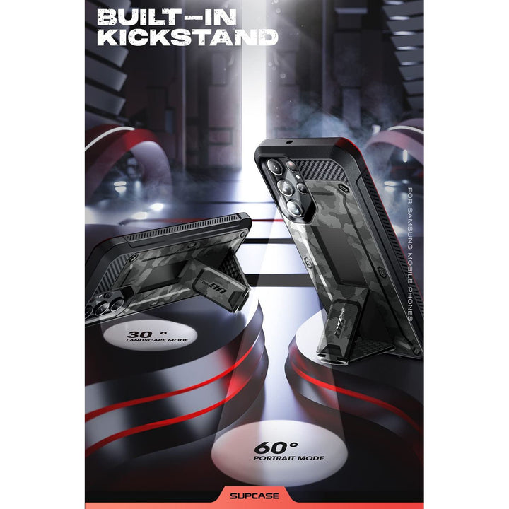 SUPCASE for Samsung Galaxy S23 Ultra Case with Stand, [Unicorn Beetle Pro] [2 Front Frames] [Built-in Screen Protector & Belt-Clip] Military-Grade Protection Phone Case for Galaxy S23 Ultra, Black - DOKUTRONIX