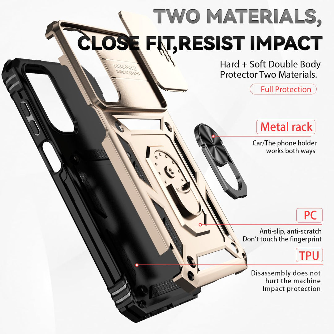 SunStory Phone Case for Samsung Galaxy A15 5G Case with HD Screen Protector & Slide Camera Cover & Rotated Ring Kickstand, [Military-Grade] Phone Case for Galaxy A15 5G (Red) - DOKUTRONIX