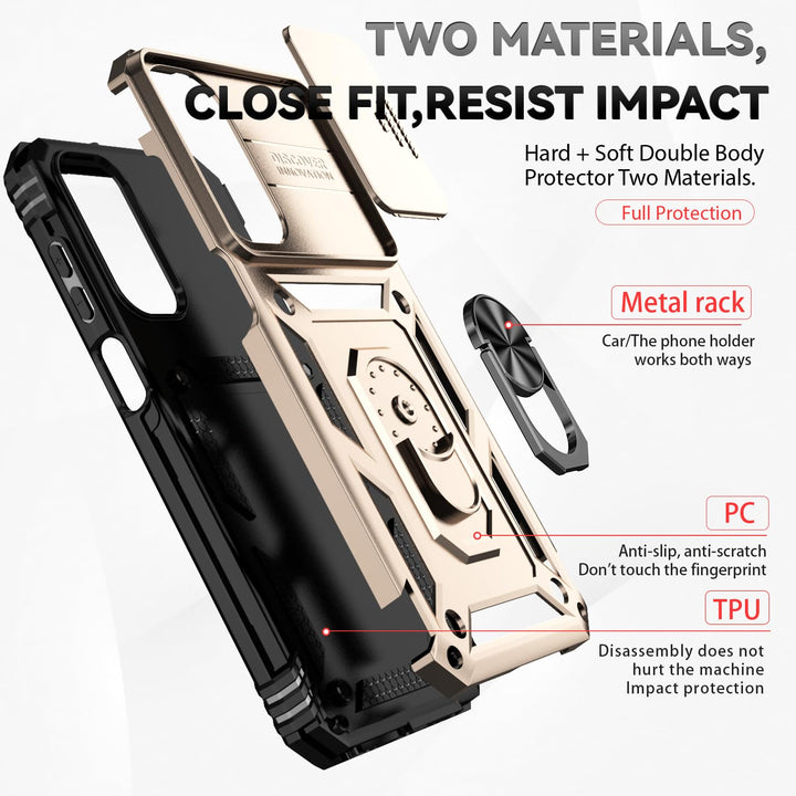 SunStory Phone Case for Samsung Galaxy A15 5G Case with HD Screen Protector & Slide Camera Cover & Rotated Ring Kickstand, [Military-Grade] Phone Case for Galaxy A15 5G (Red) - DOKUTRONIX