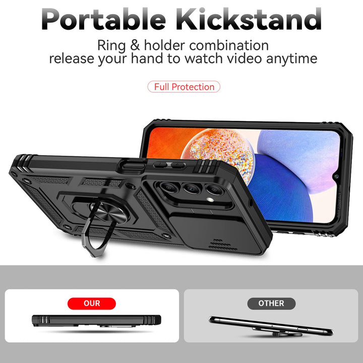 SunStory Phone Case for Samsung Galaxy A15 5G Case with HD Screen Protector & Slide Camera Cover & Rotated Ring Kickstand, [Military-Grade] Phone Case for Galaxy A15 5G (Red) - DOKUTRONIX