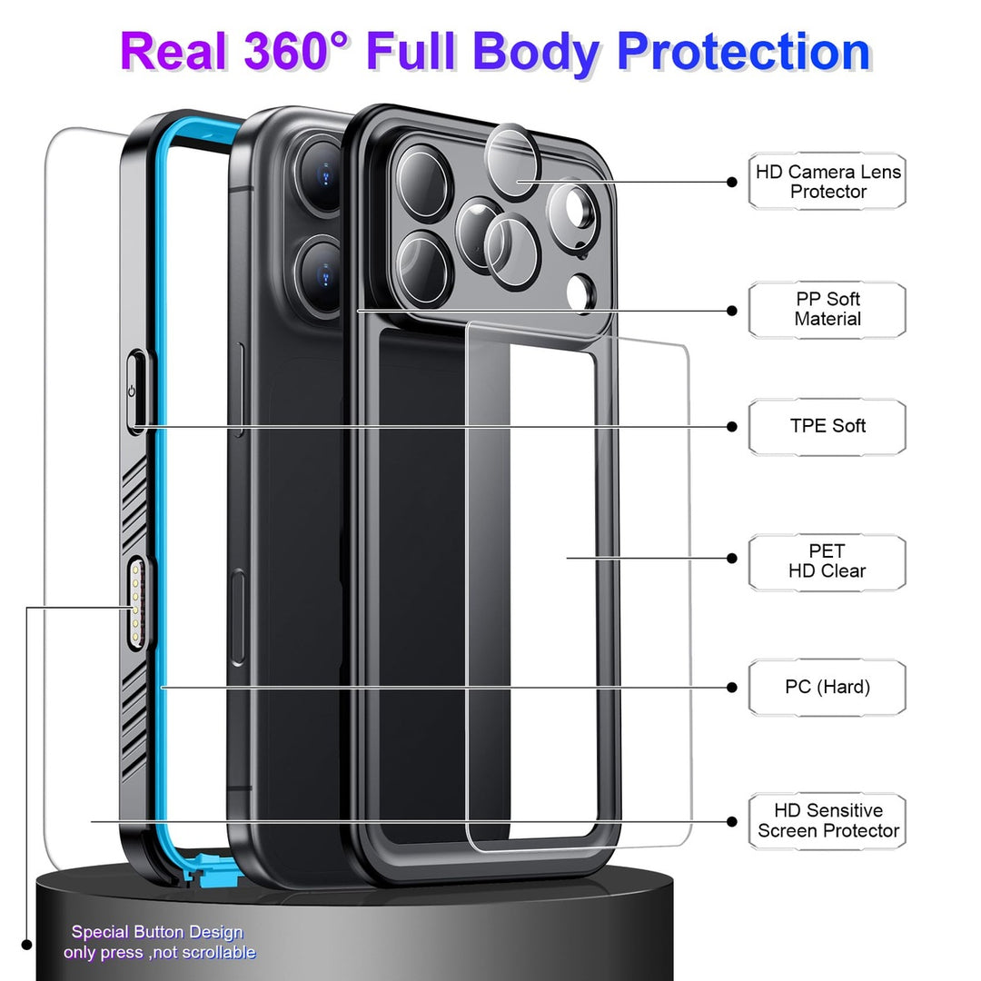 Temdan iPhone 17 Pro Max Case - Waterproof & Shockproof
