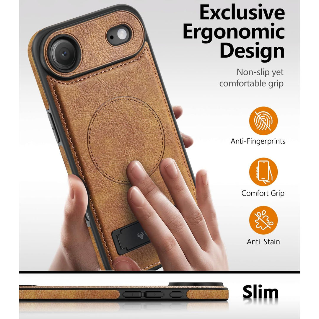 MagSafe SlimStand: Magnetic Leather Case for iPhone 17