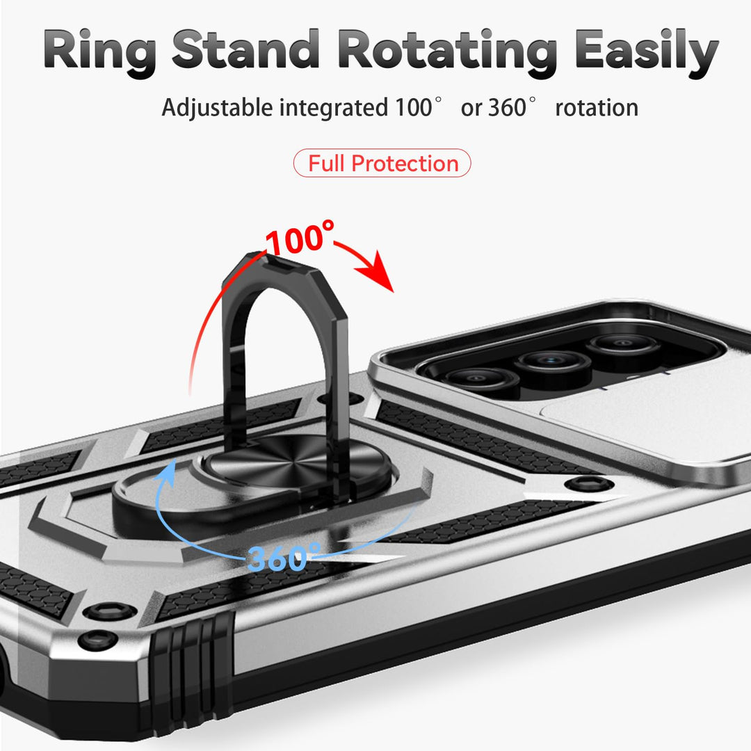 SunStory Phone Case for Samsung Galaxy A15 5G Case with HD Screen Protector & Slide Camera Cover & Rotated Ring Kickstand, [Military-Grade] Phone Case for Galaxy A15 5G (Red) - DOKUTRONIX