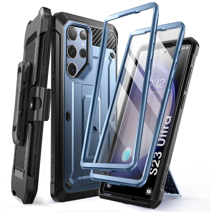 SUPCASE for Samsung Galaxy S23 Ultra Case with Stand, [Unicorn Beetle Pro] [2 Front Frames] [Built-in Screen Protector & Belt-Clip] Military-Grade Protection Phone Case for Galaxy S23 Ultra, Black - DOKUTRONIX