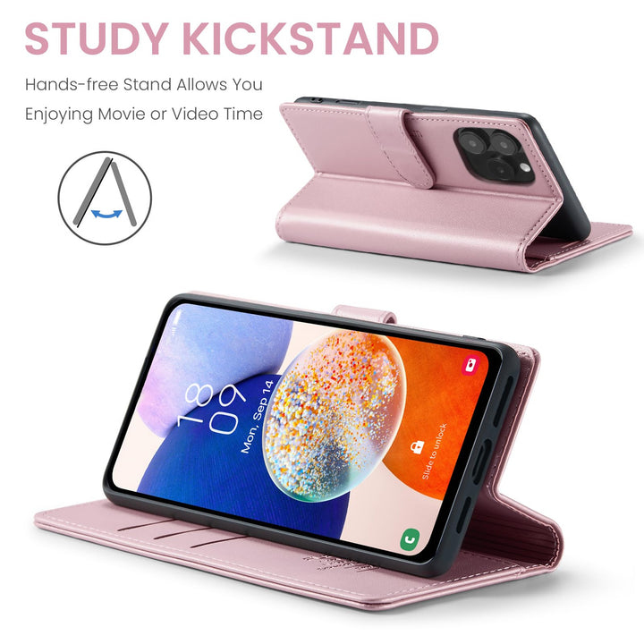 iPhone 16 Pro RFID Wallet Case - Purple Flip Cover